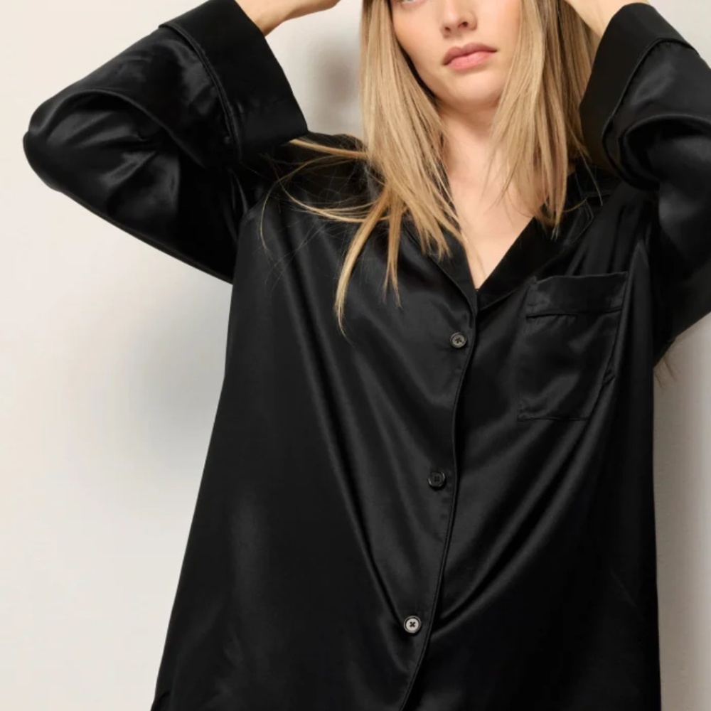 NWT Khy Silk black pajama shirt Size small